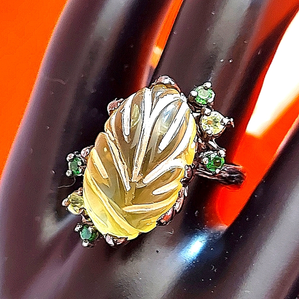 Natural Not Enhanced Lemon Quartz Ring 925 Sterling Silver Size 8.5 - Picture 9 of 10